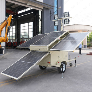 Tour d'<span class=keywords><strong>éclairage</strong></span> solaire LED avec panneau solaire pliable monté sur remorque, mât télescopique hors réseau pour <span class=keywords><strong>chantier</strong></span> extérieur - Product Image 2