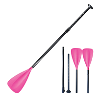 Pagaie gonflable 2-en-1 rose pour SUP et kayak, rame hybride magenta réglable à double extrémité, rame convertible légère en 4 parties