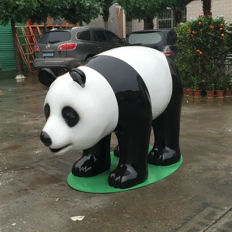 Emulationeel Glasvezel Dier Sculptuur Panda Standbeeld