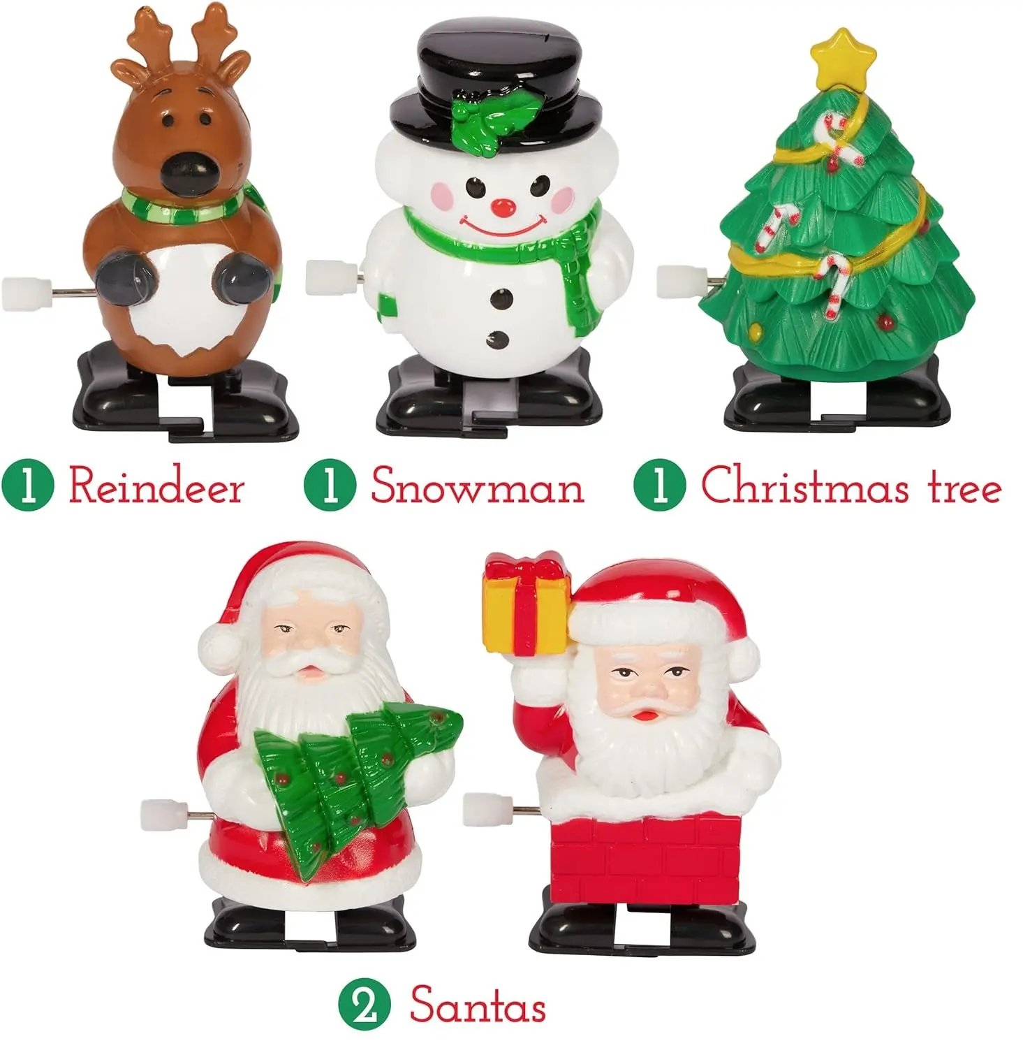 Festival de Navidad para niños, adornos de fiesta, suministros de decoración, conjunto de árbol de Navidad, Papá Noel, alce, muñeco de nieve, juguetes de relojería para niños