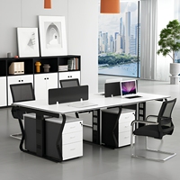 Ensemble de chaises de bureau modernes en bois; Poste de travail pour 4 à 6 personnes; Bureau en îlot avec finition résistante aux taches et gestion des câbles