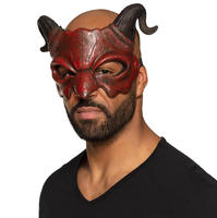 Masque de démon en mousse PU à cornes pour adulte, costume de cosplay d'Halloween, masque demi-visage, accessoires de fête de carnaval