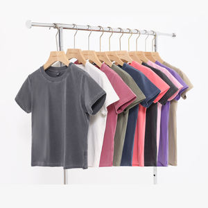 <span class=keywords><strong>T</strong></span>-<span class=keywords><strong>shirt</strong></span> court <span class=keywords><strong>vintage</strong></span> pour <span class=keywords><strong>femme</strong></span>, é<span class=keywords><strong>t</strong></span>é 2026, haute qualité, logo personnalisé, délavé à l'acide, coupe ajustée, 100% coton - Product Image 3