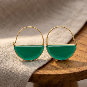 Nouveauté - Boucles d'oreilles pendantes en forme de demi-lune en zircon pour homme, tendance, en laiton, faites à la main - Product Image 2