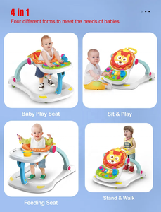 Marchette d'apprentissage bébé jouets poussette multifonction marchette chaise de salle à manger 4 en 1 marchette bébé avec fonction de musique - Product Image 5