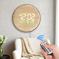 Horloge murale numérique à affichage LED grand format en bambou, avec télécommande, pour la décoration moderne de la chambre à coucher, EMAF