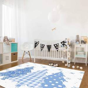 Alfombras navideñas pastorales azules con árboles de Navidad de invierno 3D copos de nieve alfombra antideslizante para dormitorio sala de estar decoración del hogar en Stock - Product Image 4