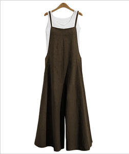 <b>Women</b> Straps Jumpsuit Summer Solid Color Wide Leg <b>Pants</b> Overalls Casual Loose Sleeveless Cotton <b>Linen</b> Jumpsuits 5Xl - Product Image 4