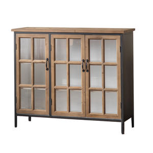 American Country Style Entryway <b>Storage</b> Cabinet With Glass Doors And Drawers For Living Room Decorative Use - Product Image 5