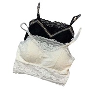 Top de tirantes de látex 521 con encaje y malla, estilo celebridad de internet, top de tubo de una línea para mujer