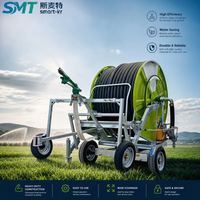 Système d'irrigation mobile avec enrouleur de tuyau métallique, pompe, boîte de vitesses, télécommande PLC, canon d'arrosage robuste et durable pour grandes exploitations agricoles