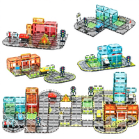 Jouets sensoriels STEM, ensemble de blocs de construction magnétiques, tuiles magnétiques, route avec voiture pour enfants, jouets pour tout-petits, indispensables en classe, parfait