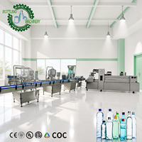 Ligne de remplissage d'eau en bouteille PET 2000BPH, solution complète de remplissage et d'étiquetage à contrôle simple pour petite usine d'eau