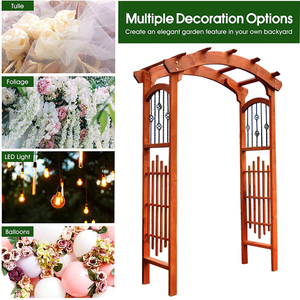 Arche en bois naturel traité sous pression pour décorations de mariage Treillis de jardin extérieur Pergola en bois Gazebo Pavilion Arbours Arbor - Product Image 4
