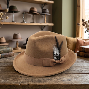 Unisex European and American Style Character Fedora Hat with Feather Ribbon Casual Hat for Summer Fishing - Product Image 3