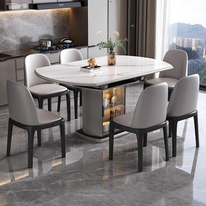 Extendable <b>Foldable</b> Round Dining <b>Table</b> Solid Wood Storage Modern Minimalist Style For Small Homes Dining Room - Product Image 3