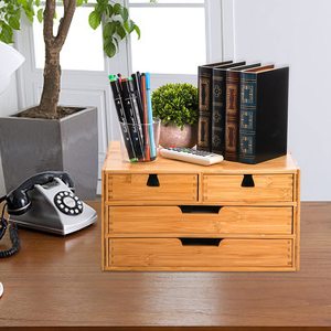 Bán buôn tre bàn Tổ Chức, tre gỗ lưu trữ Hộp tủ với 4 ngăn kéo cho thư, 3 lớp vật tư văn phòng nhà - Product Image 2