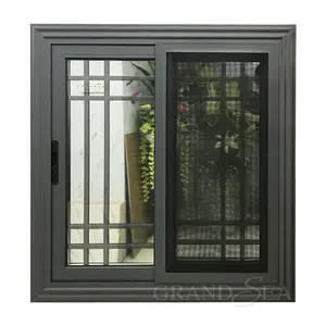 Desain panggangan Modern jendela aluminium kaca geser jendela dengan kelambu