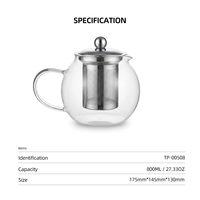 Théière en verre avec couvercle, infuseur en acier inoxydable, 600 ml / 20,49 oz, théière transparente en borosilicate pour thé fleuri, cadeau familial