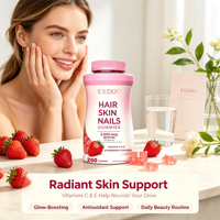 Gummies de croissance capillaire à marque privée avec biotine et vitamine C pour une croissance des cheveux plus rapide, des ongles plus forts et une peau plus saine