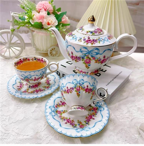 Tasses à thé de l'après-midi en porcelaine fine style rétro occidental, motif floral rose romantique français, ensemble de tasses à café et soucoupes de luxe, idéal pour un cadeau - Product Image 2