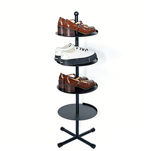 Expositor Metálico para Zapatos Deportivos de Fútbol, Baloncesto y Running, con 4 Niveles y Bandeja Redonda, Moderno Soporte de Almacenamiento para Zapatos para Tienda u Hogar - Product Image 1