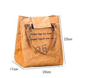 Custom Logo Simple Casual Thermal Washable Kraft Dupont <b>Paper</b> Insulated <b>Freezer</b> Bag Tyvek Lunch Cooler Bag for Kids Women Picnic - Product Image 5
