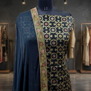 Costume en soie pure Banarasi 3 pièces jaal - Product Image 3