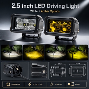 <span class=keywords><strong>Mini</strong></span> projecteur de travail LED 2,5 pouces 7W 12-32V <span class=keywords><strong>OSRAM</strong></span> P8 Blanc Ambre Faisceau Concentré et Diffusé pour Moto VTT SUV Camion - Product Image 3