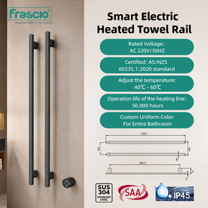 Scaldasalviette Elettrico di Design Frascio in Acciaio Inox, Portasciugamani Intelligente da Parete, Mensola Termoarredo Nera - Product Image 2