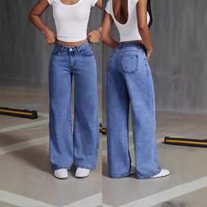 <span class=keywords><strong>Jeans</strong></span> Baggy da Donna a Vita Alta, Vestibilità Ampia, <span class=keywords><strong>Gamba</strong></span> Dritta, Stile Hip Hop Invernale con <span class=keywords><strong>Gamba</strong></span> <span class=keywords><strong>Larga</strong></span>, Tecnica Lavata Intrecciata, Fiocco Decorativo - Product Image 3