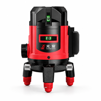 Niveau laser industriel 5 lignes vert, auto-nivelant, avec alarme sonore et lumineuse, portable, pour la construction, avec boîte de rangement