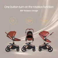 Poussette pour bébé Design à haute vue bidirectionnel Rotation à 360 degrés Peut s'asseoir Couché Pliable Absorbant les chocs Coquille d'oeuf Oxford