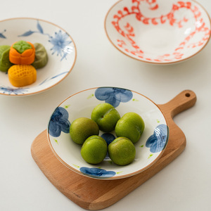 Platos de servir de cerámica pintados a mano, redondos, con diseño de plantas orientales, para fiestas. - Product Image 2