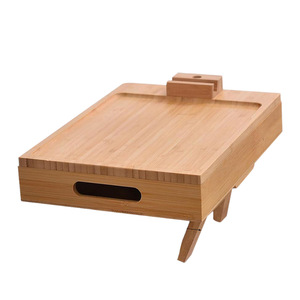 Plateau d'accoudoir de canapé en bambou avec tiroir de rangement et support pour téléphone pour utilisation sur canapé - Product Image 5