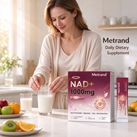 Metrand NAD+ 1000mg en Poudre en Sachets pour Femmes, NR PQQ Resvératrol, Complément Alimentaire Énergétique Cellulaire, 21 Sachets/Boîte
