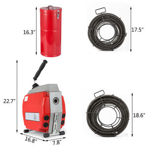 Máquina de limpieza de desagües, equipo de limpieza de alcantarillado con espirales de 16mm y 22mm y brocas de herramientas - Product Image 6