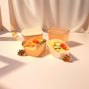 Caja de Ensalada Desechable de Papel Kraft Ecológico, Biodegradable y Compostable de Alta Calidad, con Tapa con Relieve, Precio de Fábrica, Fácil para <span class=keywords><strong>Sushi</strong></span> - Product Image 4