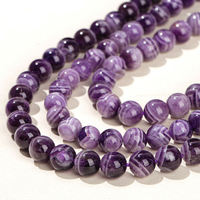 Perles rondes en améthyste naturelle rêveuse, livraison nationale en 5 jours, brins de pierres précieuses en cristal violet, vente en gros