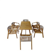 Ensemble de meubles de jardin en osier/rotin/bois/aluminium, chaises, table basse, 3/6/9 places, OEM ODM, tissu/coussin personnalisé