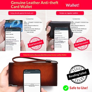 Portafoglio da Uomo in Vera Pelle <span class=keywords><strong>di</strong></span> Vacchetta con Cerniera Lunga, Molteplici Scomparti per Carte, Grande Capacità, Poliestere - Product Image 2