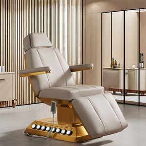 Gouden Luxe Roestvrijstalen Basis Met Voetbediening Elektrische Schoonheidsmassage <span class=keywords><strong>Bed</strong></span> 3/4 Motor Gezichtsbed Voor Schoonheidssalon