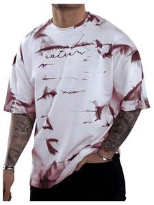Camiseta Tie-Dye con gráfico de gran tamaño para hombre, camisetas informales de manga corta con cuello redondo de verano para hombre, camiseta informal con estampado de letras para Fitness - Product Image 3
