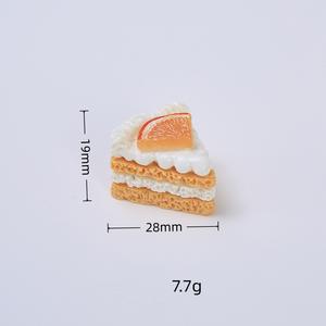 高品質シミュレーションオレンジケーキ樹脂フラットバックカボション樹脂チャーム装飾DIYミニチュア食品チャームクリーム - Product Image 6
