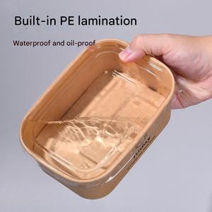 Ensaladeras de papel desechables ecológicas, paquete de caja de comida, contenedores rectangulares Kraft, contenedor de comida para llevar para embalaje de pasteles - Product Image 6