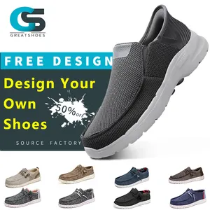 Extra big size canvas upper super soft PU sole light-weight Men's walking Shoes soft light weight loafers for men