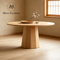 Table à manger en bois massif de chêne rond naturel, design moderne pour la maison et les restaurants, ensemble de table et de chaises sur mesure, 6 à 8 places