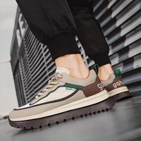 Chaussures de course imperméables en cuir pour hommes, respirantes, à semelle souple et résistantes à l'usure, avec talon compensé, idéales pour l'automne
