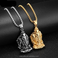 Collar MECYLIFE para Hombre, Joyería Personalizada, Colgante de Ganesha de Acero Inoxidable con Diseño de Elefante Indio Religioso