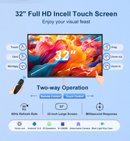 Monitor de TV LED LCD Inteligente de 32 Pulgadas con Pantalla Táctil de 10 Puntos, Portátil, Móvil, con Soporte de Piso Inalámbrico, Blanco, Full HD, para Educación en Interiores 1